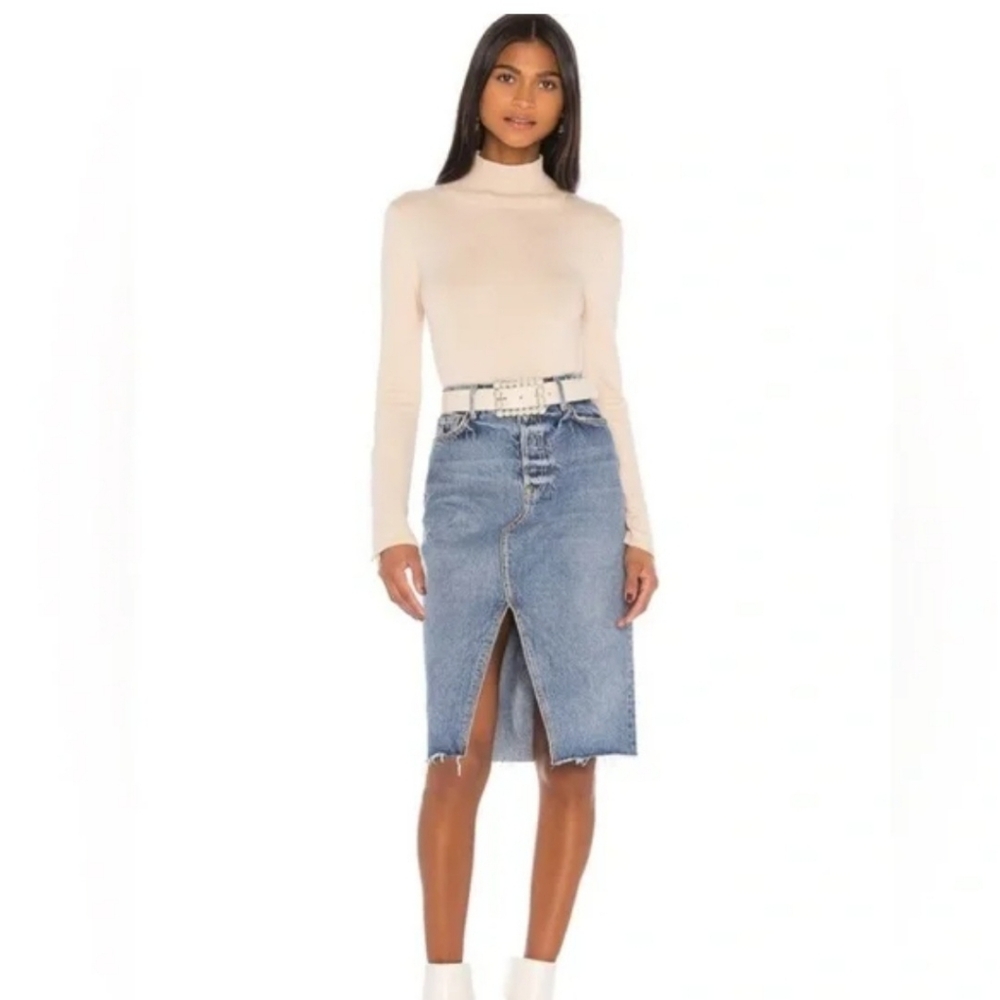 Grlfrnd Nella Midi Denim Skirt Sz 28